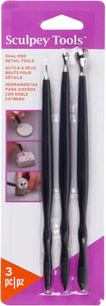 Tools 3pc Dual End Clay Detail Tools - Sculpting & Shaping Set | Includes metal ball stylus and flexible tips in 3