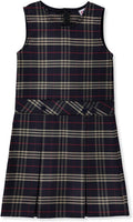 Big Girls' Bib Front Jumper - Navy/Khaki/red *Plaid #1c*, 8