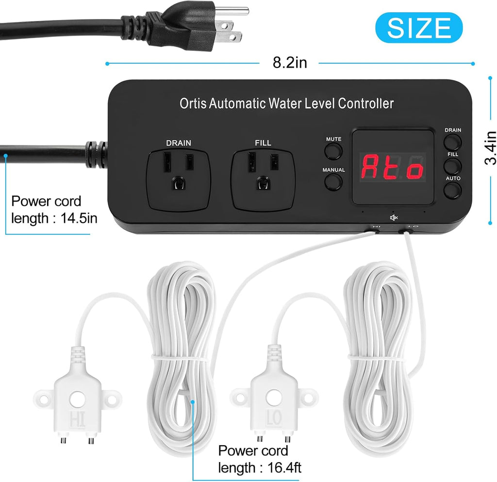 Auto Top Off System, Ortis Water Refiller, Automatic Water Level Controller for Aquariums, Fish Tanks, Swimming