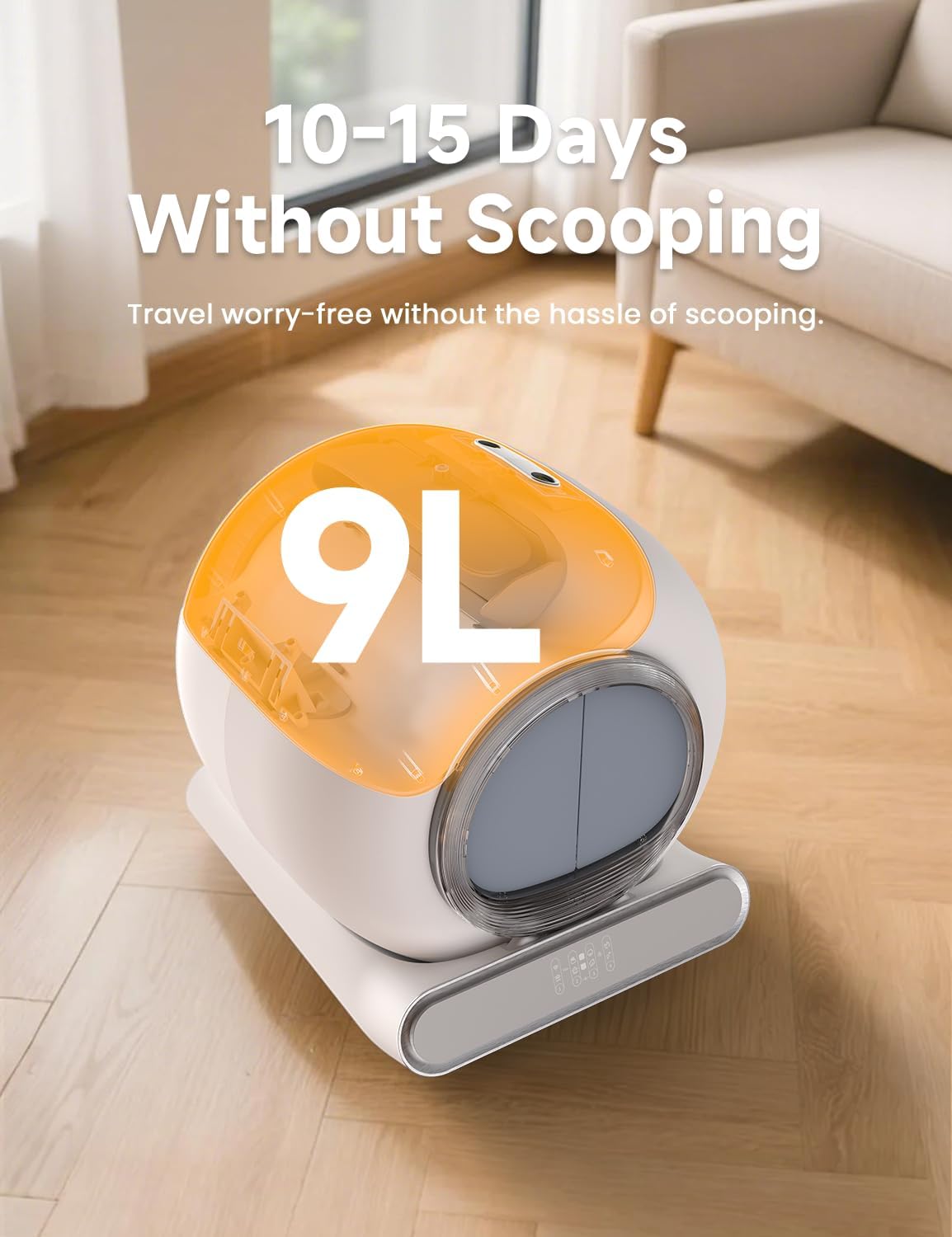 Self Cleaning Litter Box, Integrated Safety Automatic Cat Litter Box Self Cleaning 65L+9L for Multiple Cats, App