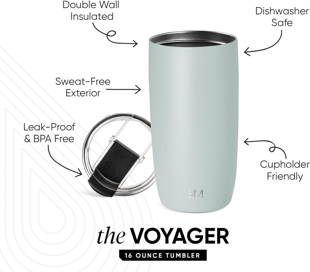Travel Coffee Mug with Lid | 16oz | Green | Voyager Coffee Cup, Coffee Tumbler for Hot & Iced Drinks | Insulated