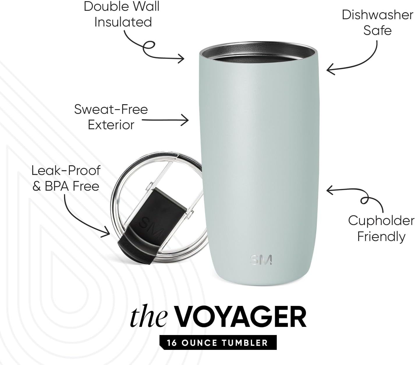 Travel Coffee Mug with Lid | 16oz | Green | Voyager Coffee Cup, Coffee Tumbler for Hot & Iced Drinks | Insulated