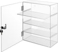Acrylic Display Case with Lock Key, Removable 4-Tier Clear Acrylic Display Case with Shelves, Locking Countertop