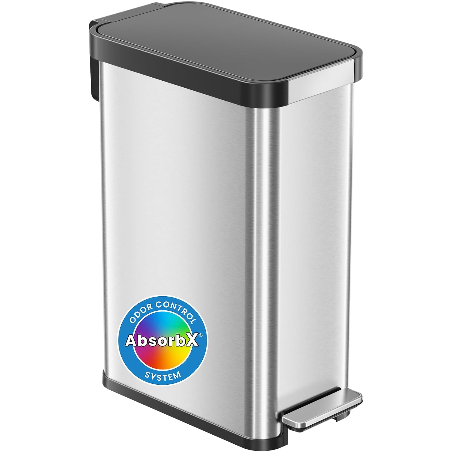 SoftStep EXP 50 Liter / 13.2 Gallon Slim Step Pedal Kitchen Trash Can with Odor Filter, Indoor Recycling Bin, Soft