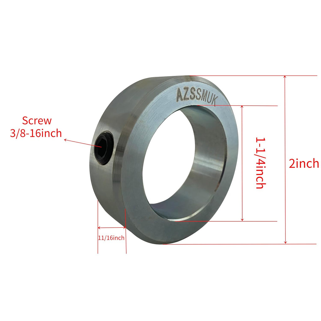 Shaft Collars 1-1/4" Bore Solid Steel Style Zinc Plated Set Screw 4 Pieces