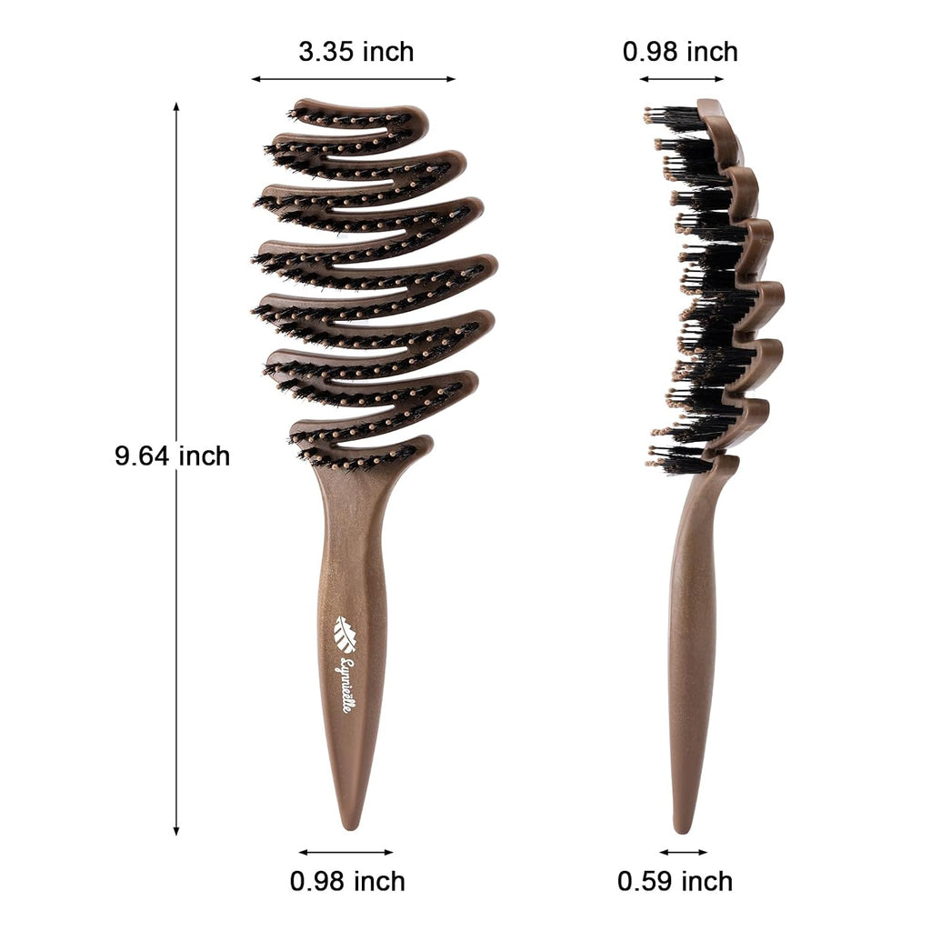 Wet Natural Boar Bristle Hair Brush for Fine Hair - A Great Gift | Smoothing Vented Detangling, Hair Texture, Gentle