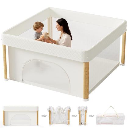 Foldable Baby Playpen, 51x51 Foldable Play Pen for Babies and Toddlers, Portable Playpen Indoor Outdoor, Kids Safety