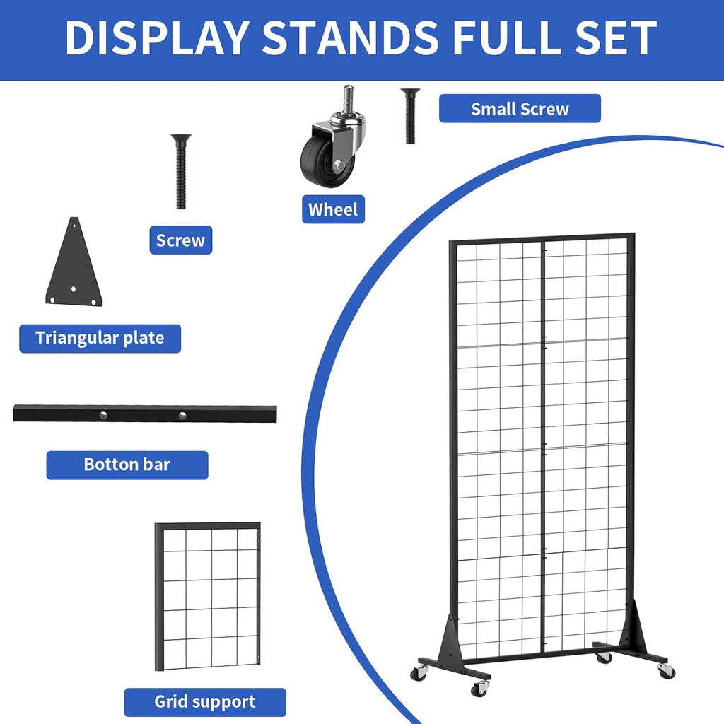 2'x5.5' Ft Gridwall Panel Display Stands Heavy Duty Floor Standing Retail Display Rack with Triangle Base for Retail