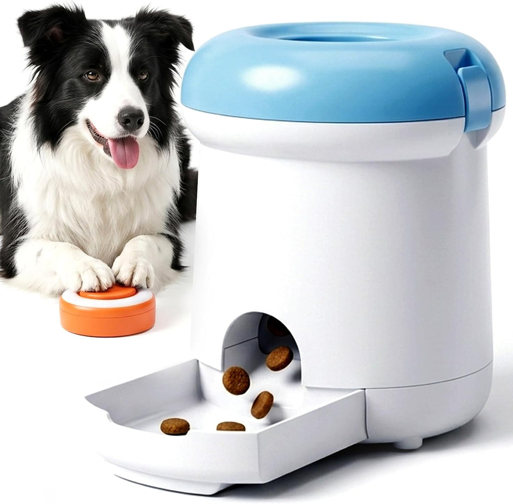Automatic Dog Treat Dispenser, Button-Activated Interactive Dog Toy