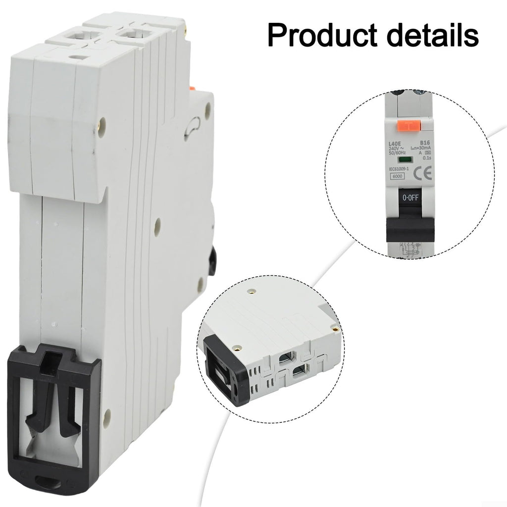 Hosrivae RCBO Breaker 16A Type A B, 30mA Residual Current Switch 230V 1P+N with Visual Indicator, DIN Rail Home