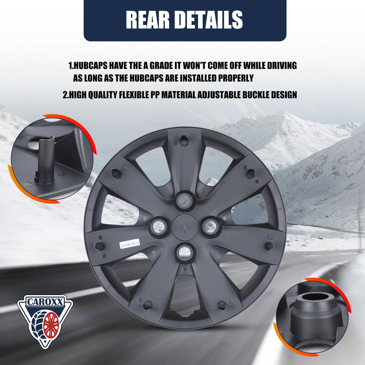 14" Hubcaps for 2008-2011 Hyundai Accent, PP Material, 4PCS, Black