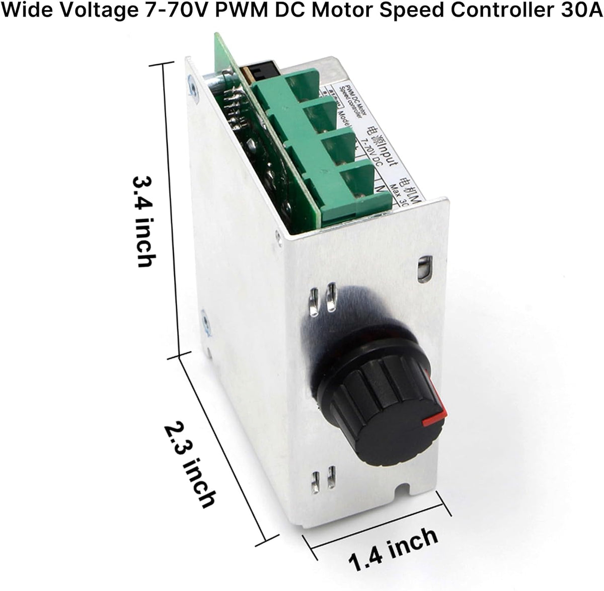 RioRand 7-70V 30A PWM DC Motor Speed Controller for Brushed Motors