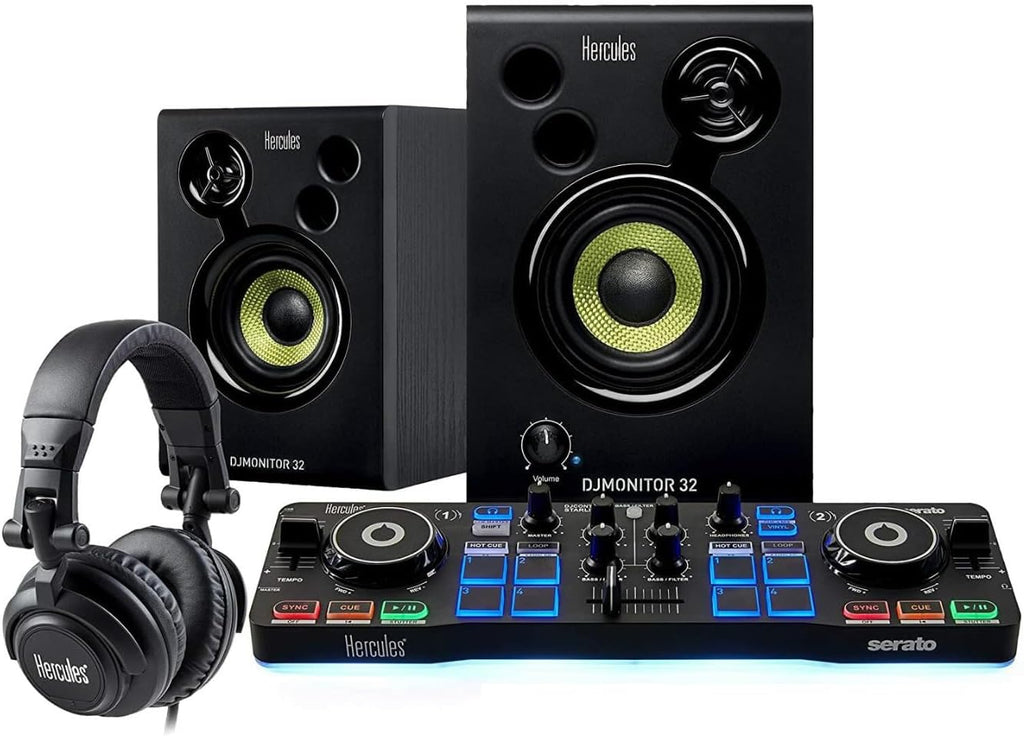 DJ Starter Kit | Starlight USB DJ Controller with Serato DJ Lite Software, 15-Watt Monitor Speakers, and