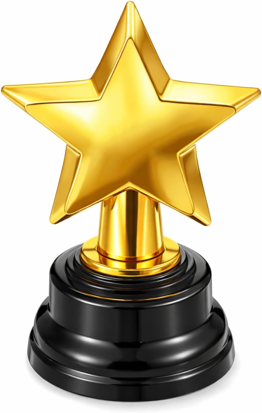 Star Trophy, Gold Mini Award Cup Plastic Tiny Small Trophy Cups for Sports Tournaments and Parties Winning Prizes