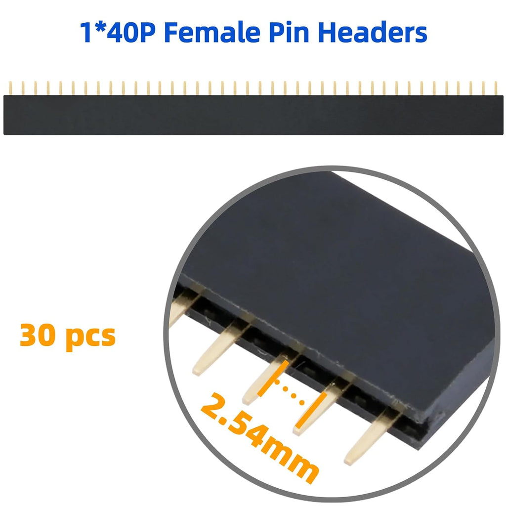 30 Pcs Female Header Pins 2.54 mm Pin Headers Connector for PCB Breadboard