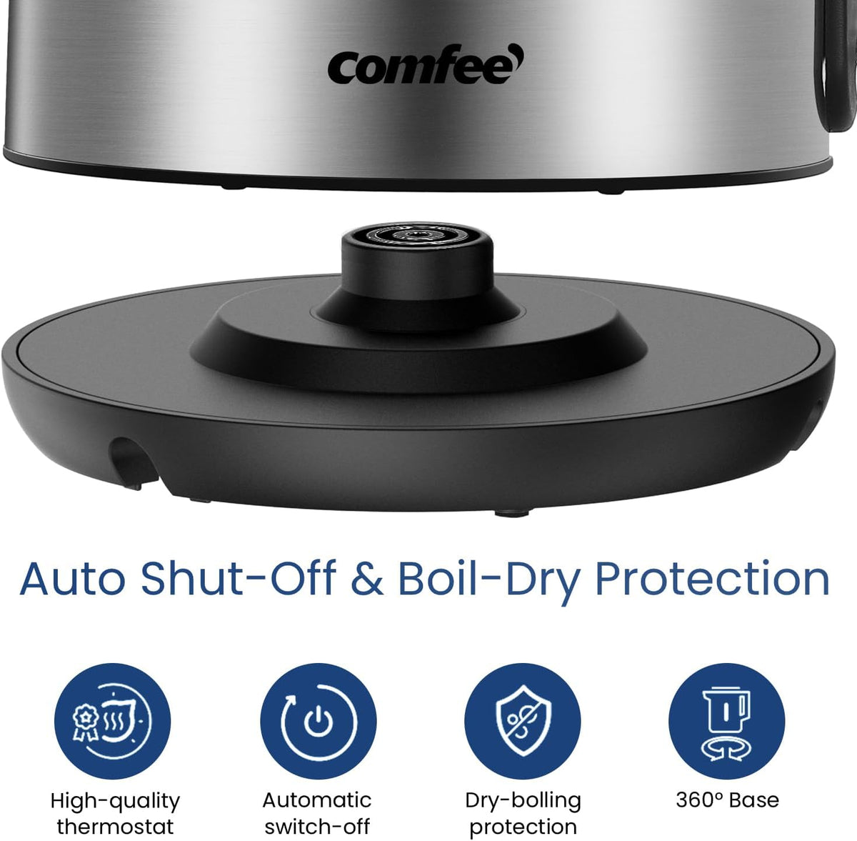 Stainless Steel Electric Kettle, 1.7 Liter Tea Kettle Electric & Hot Water Kettle, 1500W Fast Boil with LED Light
