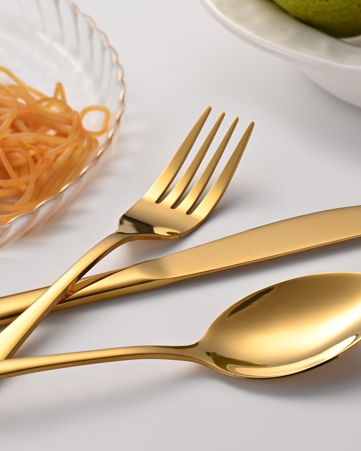 60 Piece Gold Silverware Set - Service for 20, Stainless Steel Flatware Cutlery Set Include Knife Spoon Fork, Gold