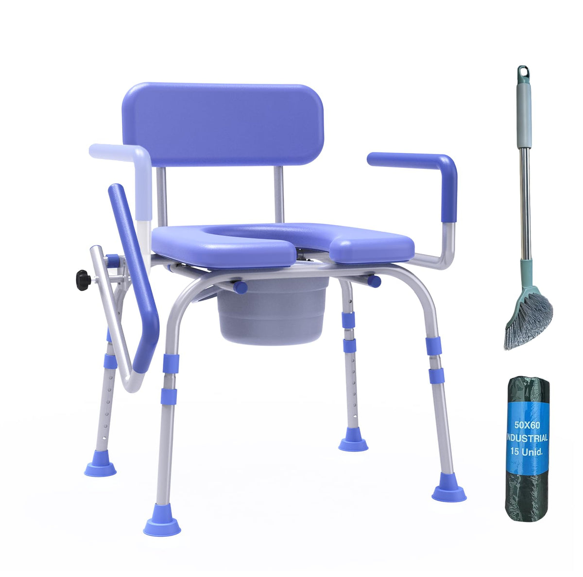 Drop Arm Bedside Commode Chair – Adjustable Height Commode Toilet