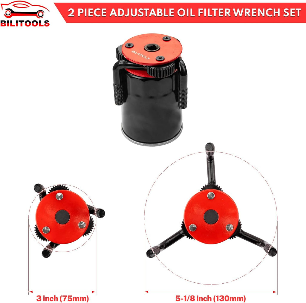 Universal Adjustable 3-Jaw Oil Filter Wrench, 1/2-Inch Drive | Heavy-Duty Oil Filter Removal Tool, Fits 2-1/2 to