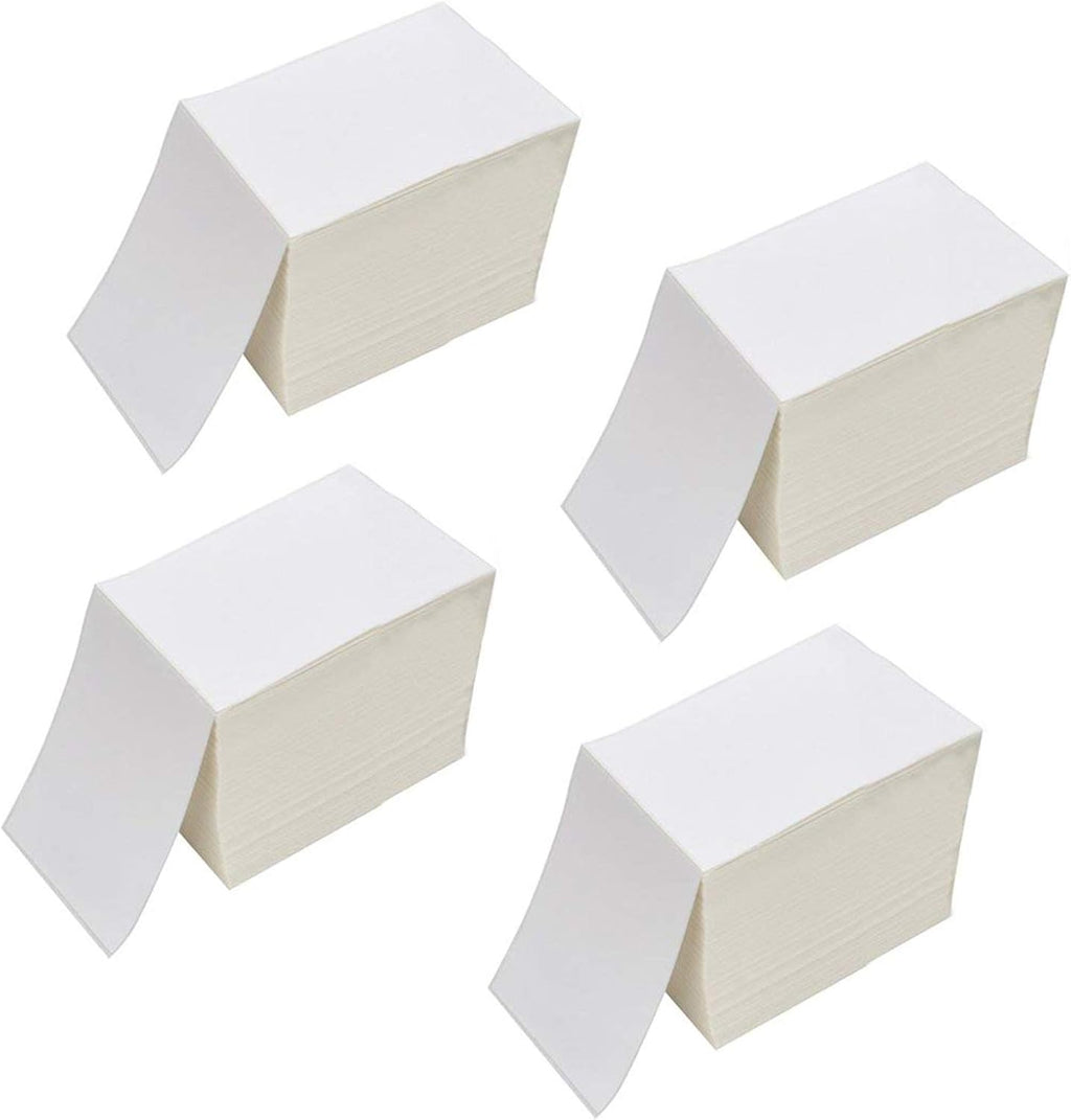 4" x 6" Fanfold Direct Thermal Labels - White Shipping Mailing Postage Labels, Perforated, Permanent Adhesive (4