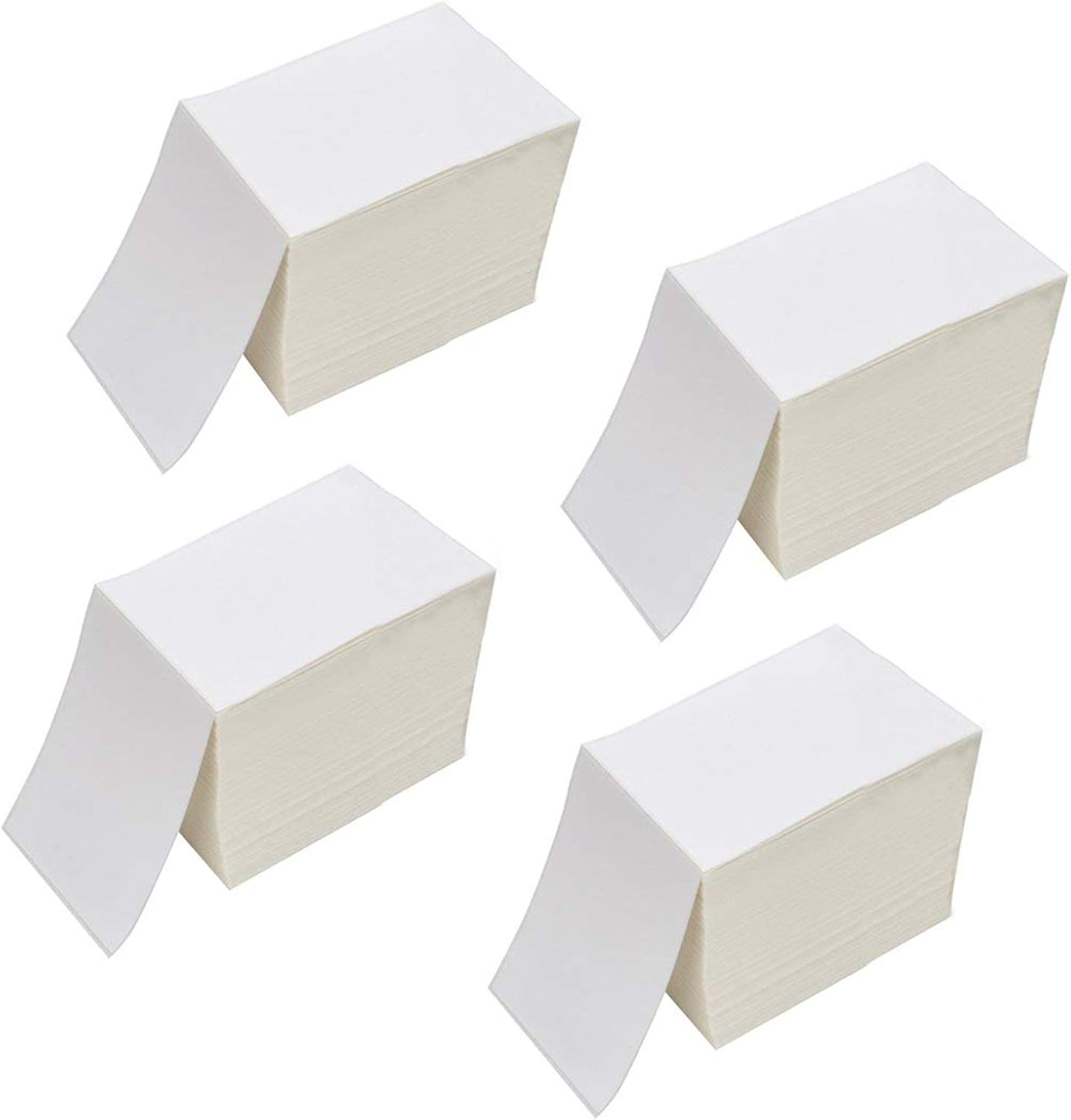 4" x 6" Fanfold Direct Thermal Labels - White Shipping Mailing Postage Labels, Perforated, Permanent Adhesive (4