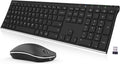 2.4G Wireless Keyboard and Mouse Combo Stainless Steel Ultra Slim Full Size Keyboard and Ergonomic Mice for Computer