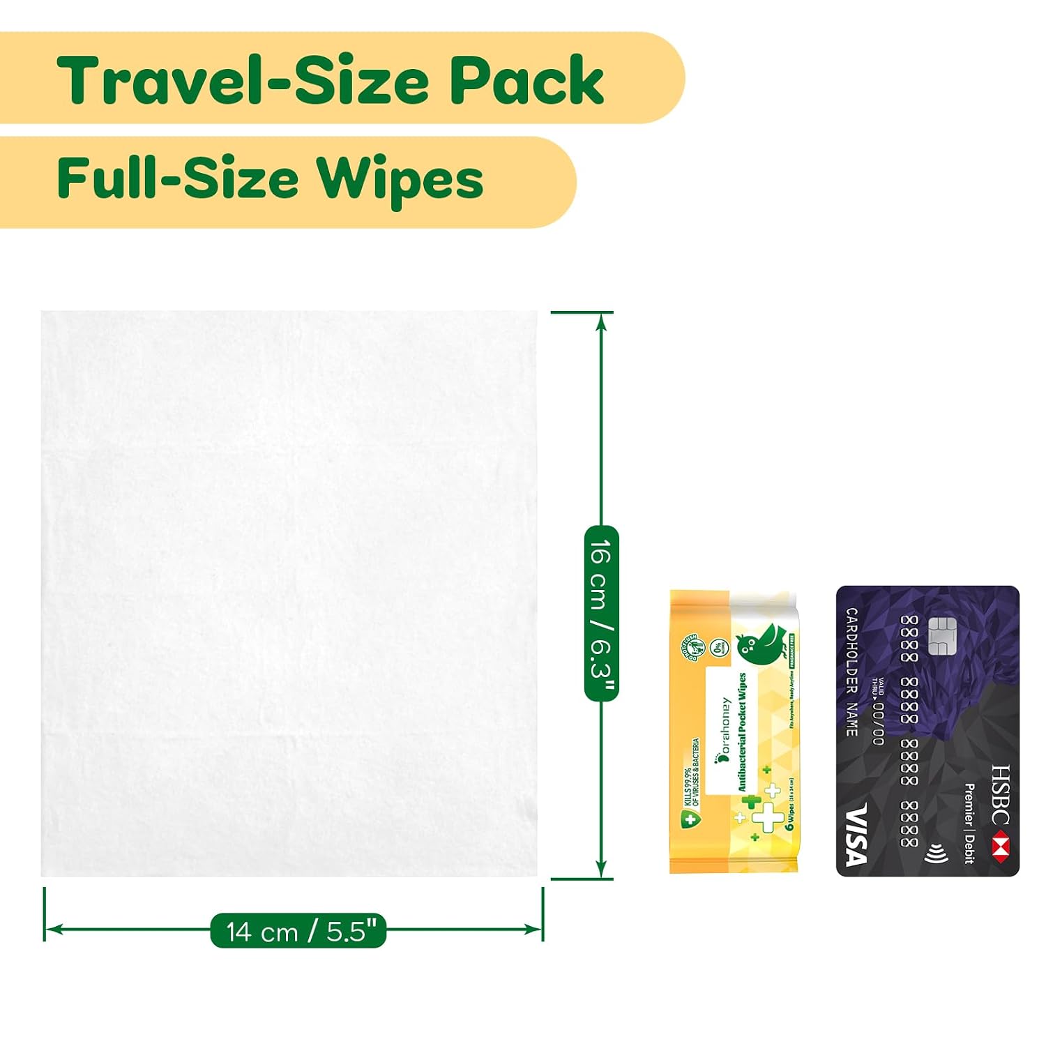 Travel Antibacterial Hand Wipes, 99% Water Hand Sanitizer Wipes, Safe for Sensitive Skin & Hypoallergenic Hand
