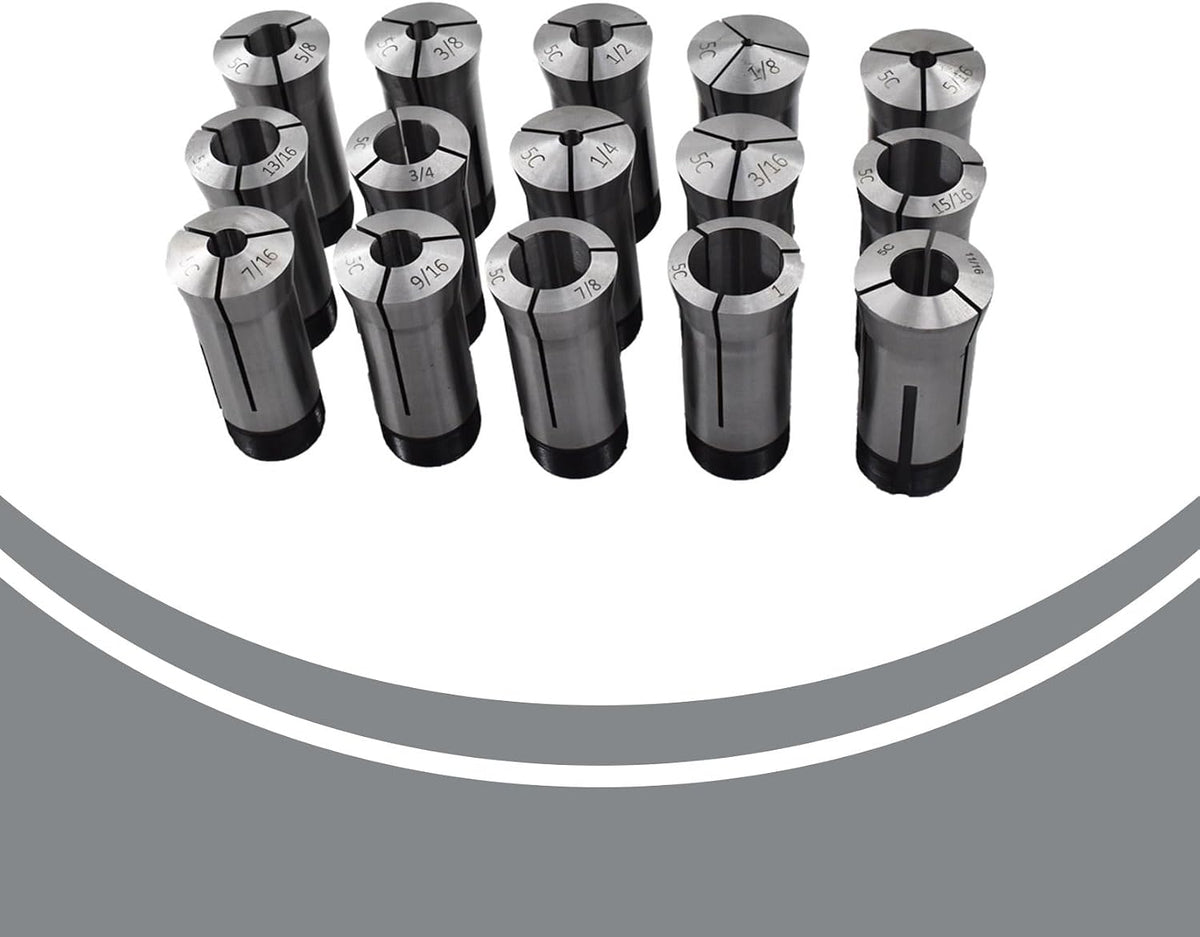 15-Pack Precision 5C Collet Set 1/8in-1in Mill Chuck Holder