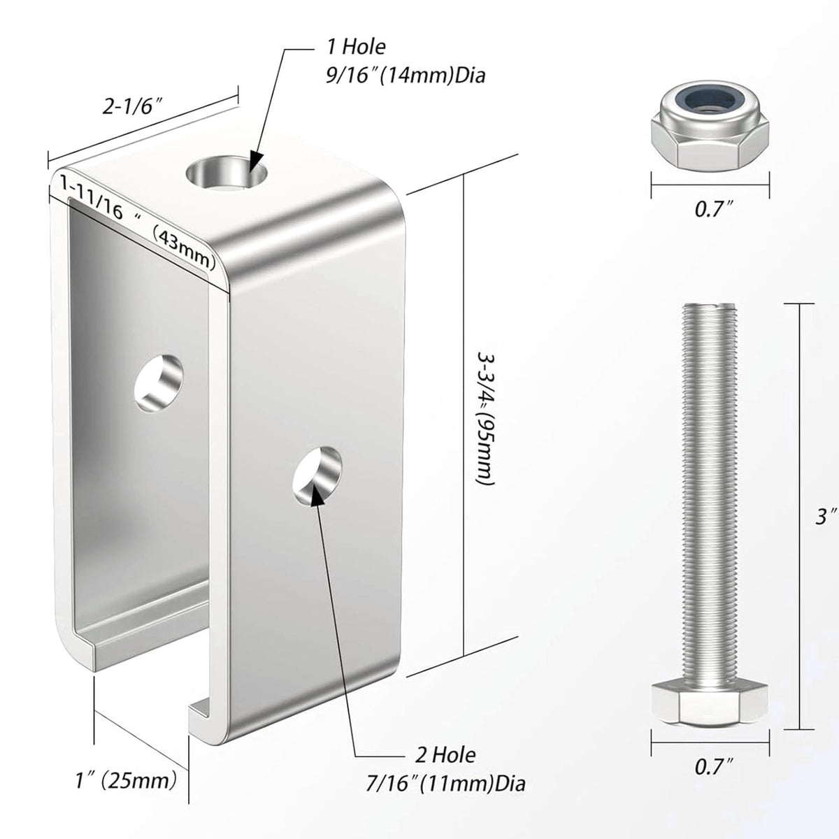 Trolley Track Hanger Bracket with Nuts and Bolts