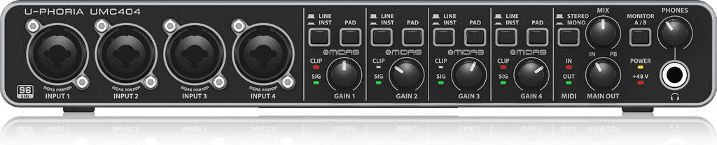UMC404HD Audiophile 4x4, 24-Bit/192 Khz USB Audio/MIDI Interface with Midas Mic Preamplifiers