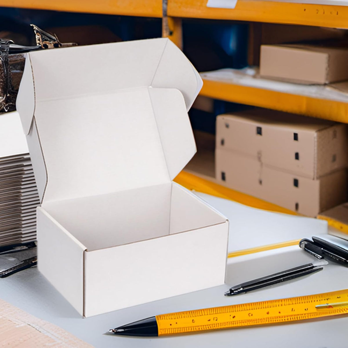 Small Shipping Boxes 9x6x4 Inch (25 Pack) - Sturdy White Corrugated Cardboard Boxes for Small Business, Ecommerce