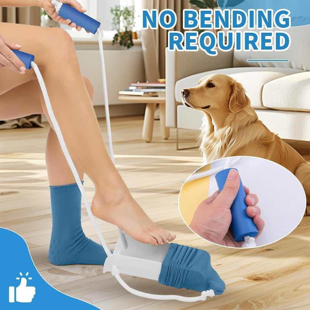 Sock Aid for Putting on Socks - Sock Aid Device for Seniors, Disabled, Pregnant - Sock Helper Easy On Easy Off - Sock