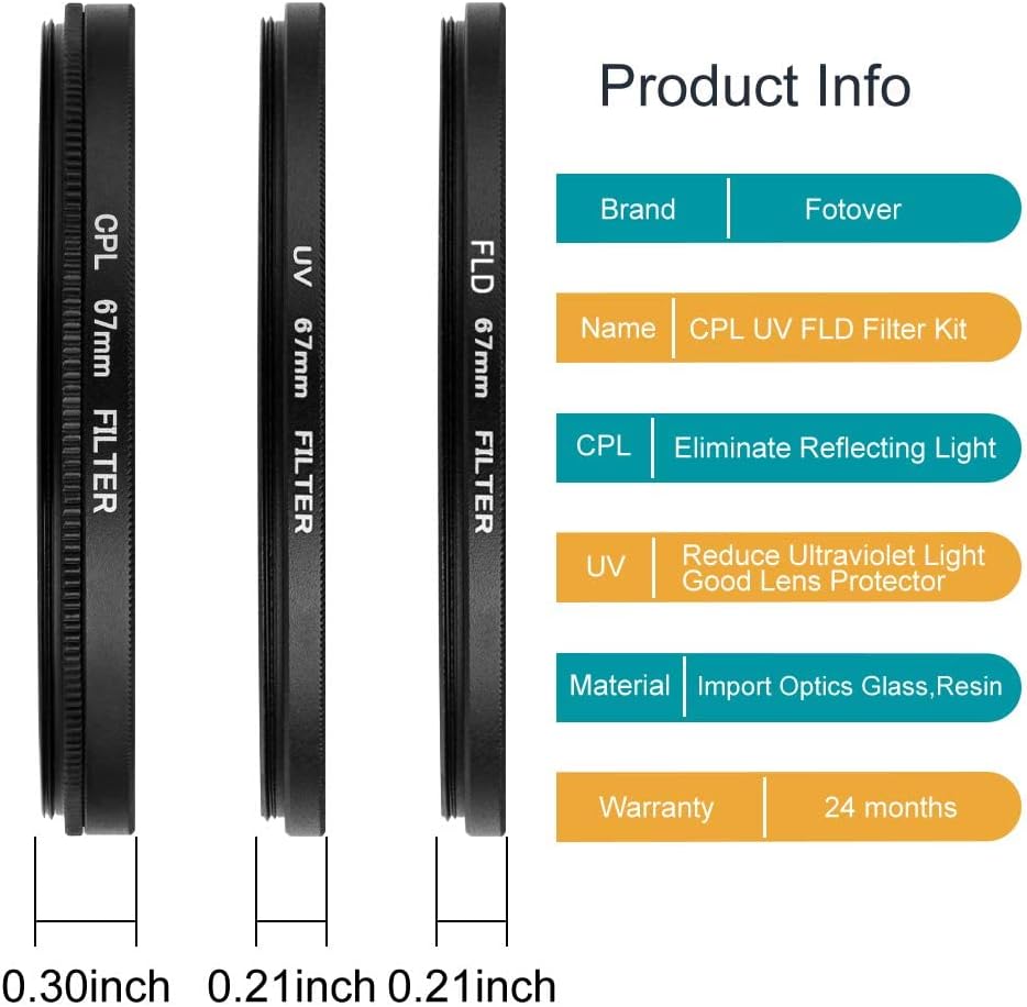 55mm Filter Kit Universal UV CPL FLD Filter Set UV Protection Filter Circular Polarizing Filter Fluorescent Filter