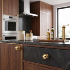 5 Pack 1-1/4 inch Unlacquered Brass Large Cabinet knobs, 100%-Solid-Brass knobs, Round Cabinet Pulls. Suitable for