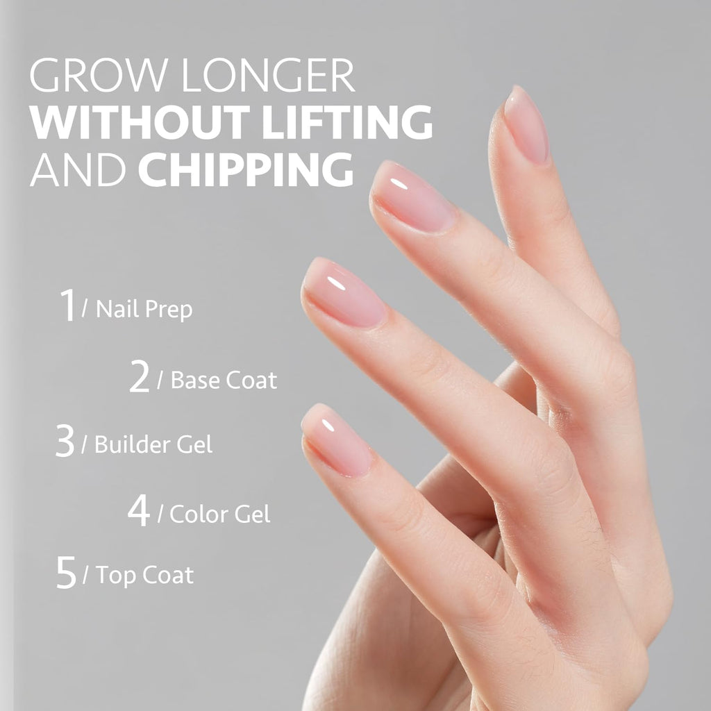2 Pcs 16ml Clear Builder Gel for Nails, Nail Strengthener in a Bottle, Nail Extension Hard Gel, Soak Off Long Lasting