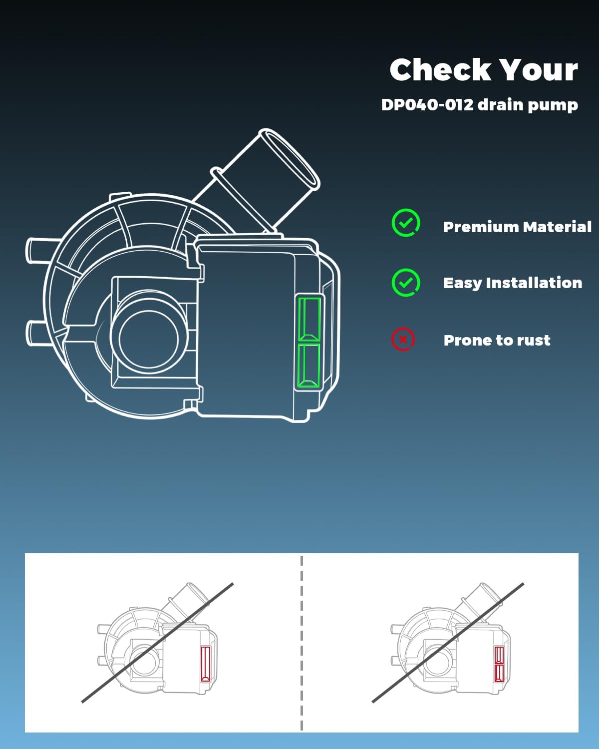 DP040-012 Washer Drain Pump - Replacement for LG 4681EA1007A