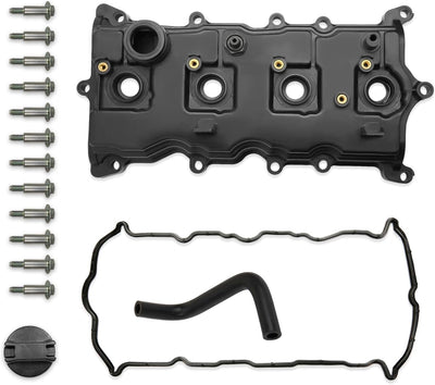 Engine Valve Cover w/Gasket Bolts Oil Filter Cap Compatible with 2007-2013 Nissan Altima Sentra SE-R 2.5L Replaces Parts 13264-JA00A 13270-JA00A