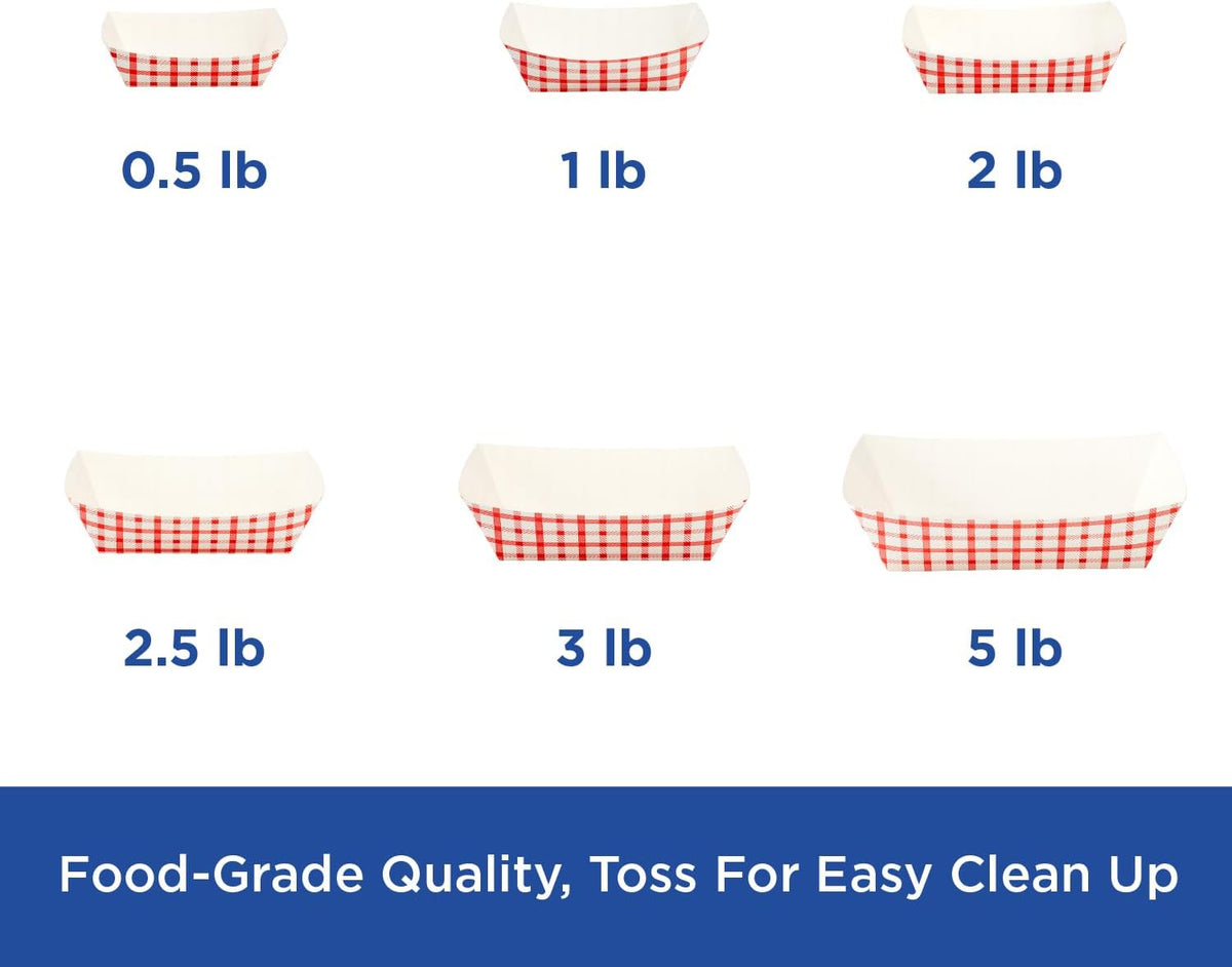 [2 lb - 1,000ct Paper Food Trays, Sturdy Disposable Food Boats