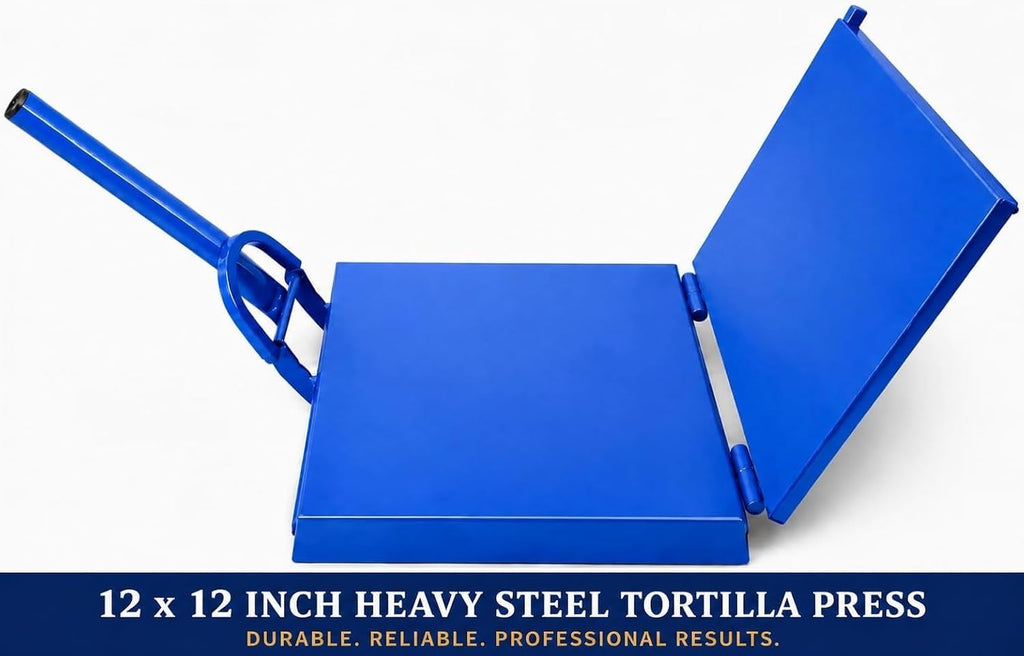 12" Commercial Steel Tortilla Press-Heavy Duty-Mexican Style Tortilla Maker, Flatbread-Blue