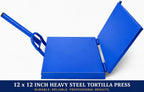 12" Commercial Steel Tortilla Press-Heavy Duty-Mexican Style Tortilla Maker, Flatbread-Blue