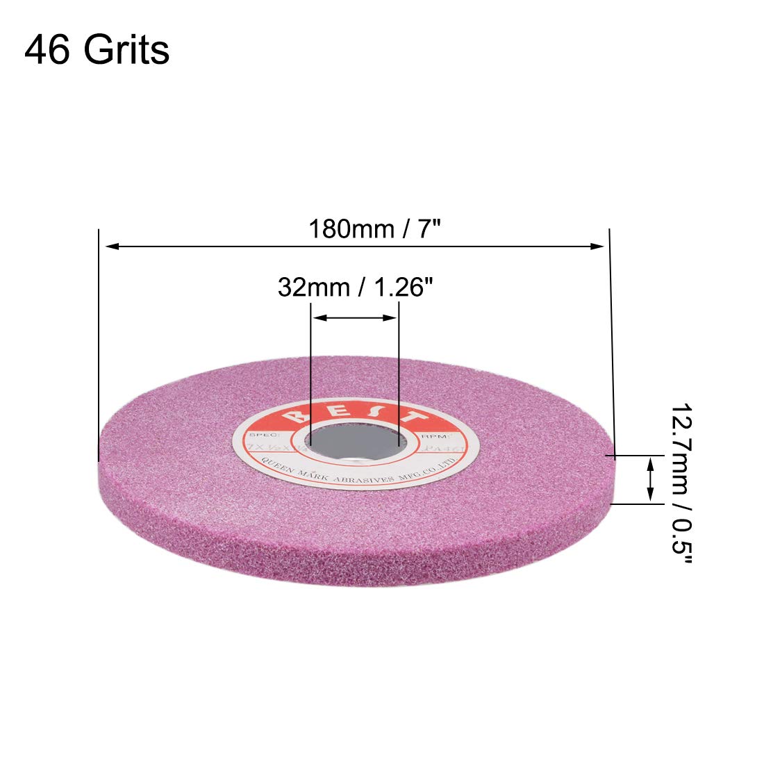 uxcell 7-Inch Bench Grinding Wheels Pink Aluminum Oxide PA 46 Grit for Surface Grinding
