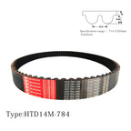 HUANLING 784-14M-25 HTD Timing Belt, 784mm Length x 25mm Width x 10mm Height, 14mm Pitch, 56 Teeth, Closed Loop Pulley Timing Belt