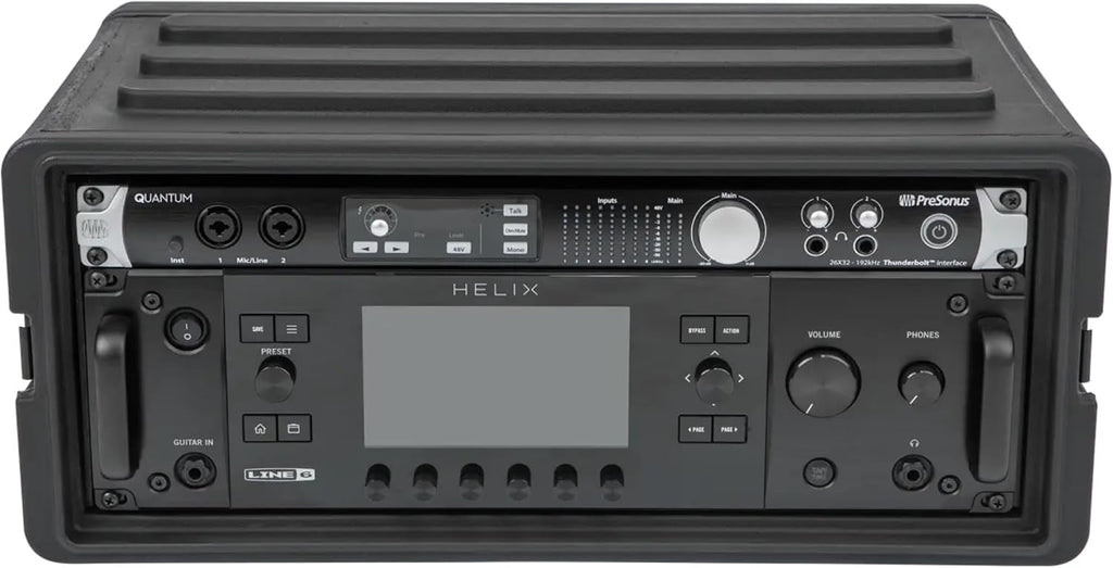 4U Shallow Roto Rack Case - Durable Polyethylene Gear Protector, Stackable, Waterproof with Twist Latches & Rubber