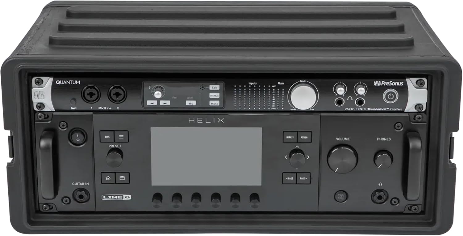 4U Shallow Roto Rack Case - Durable Polyethylene Gear Protector, Stackable, Waterproof with Twist Latches & Rubber