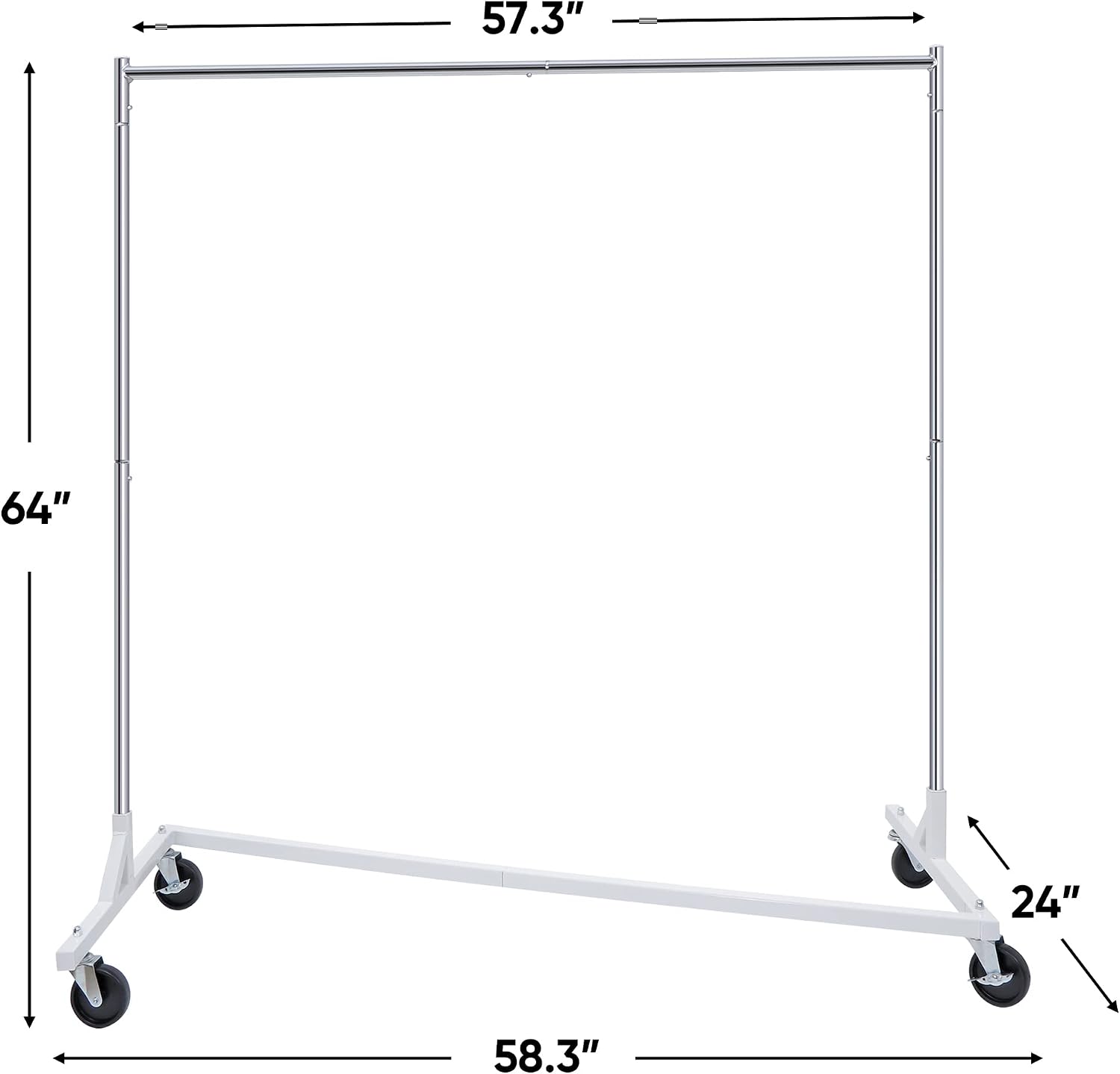 Heavy Duty Clothes Rack Z Base Commercial Grade Garment Rack on Wheels Rolling Clothes Hanging Organizer, All Steel