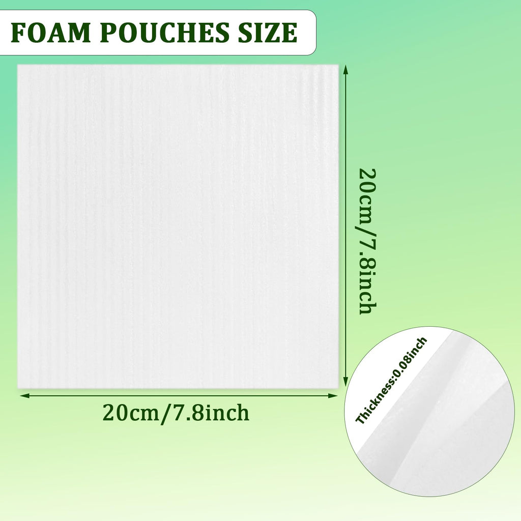 100 Pack Foam Pouches 8x8in, Cushion Foam Wrap for Moving