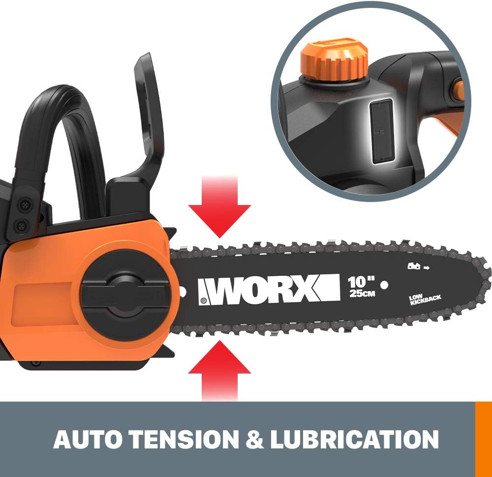 Cordless Chainsaw, 20V 10" 2-in-1 Pole Saw with Auto-Tension, WG323 | 12' extra reach with pole; weighs 10 lbs;