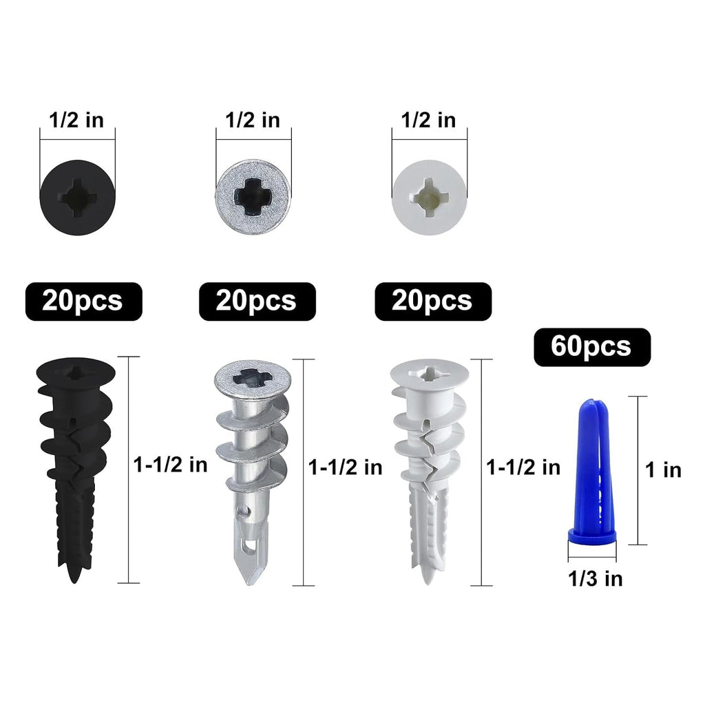 Self-Drilling Drywall Anchors and Screws Kit, 182 Count