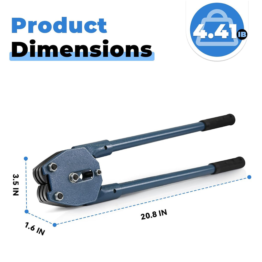 Strapping Sealer/Crimper for 1/2"-3/4" Polypropylene (PP) Polyester Strapping Band Manual Banding Tool with 20.5"