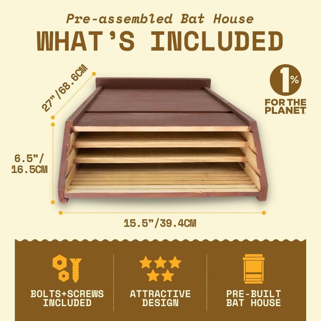Bat House for Outdoors - Extra Large 3 Chamber, Brown, 200 Bats